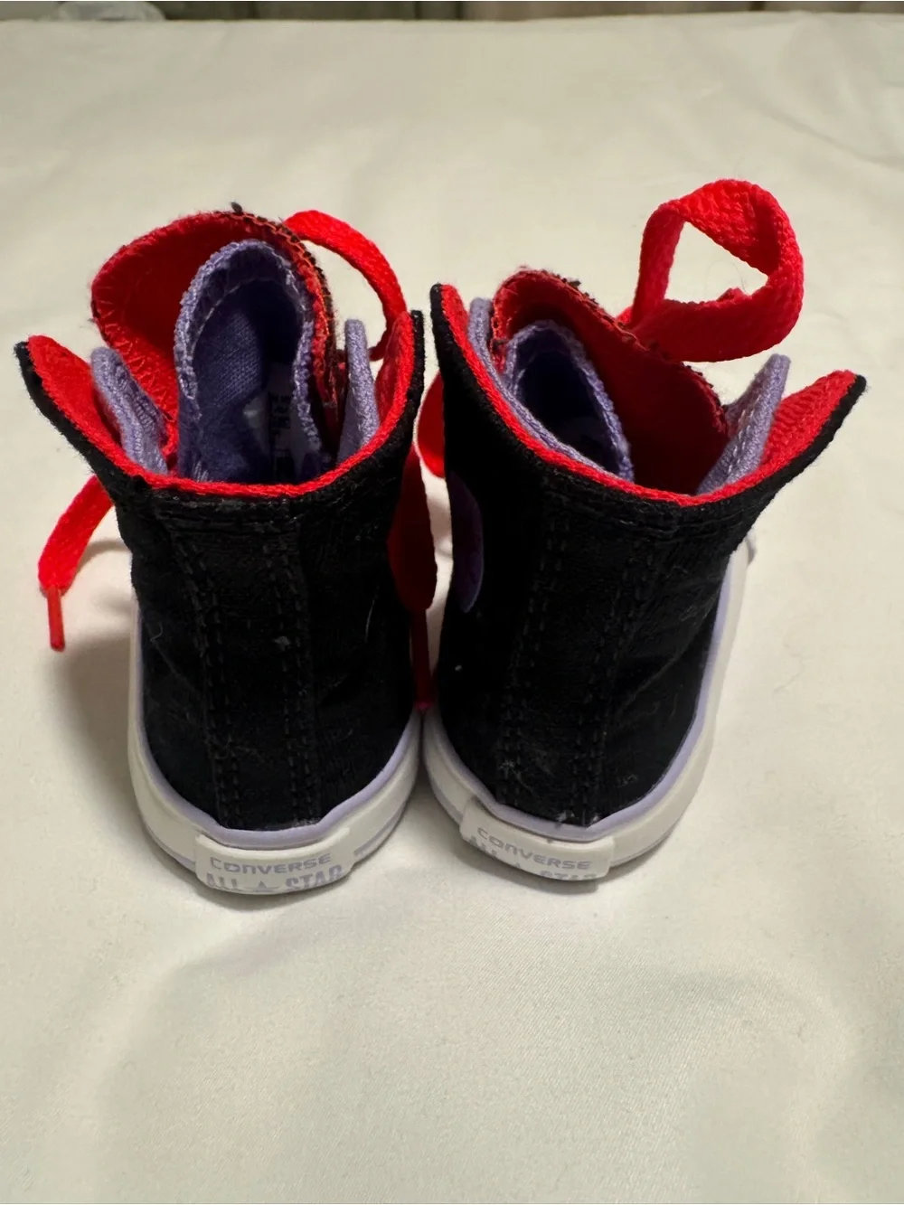 Converse Kids Black Canvas Sneakers with Red Laces